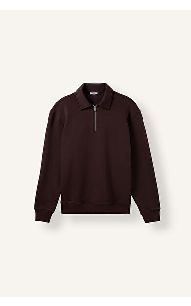 DeFacto Pamuklu Regular Fıt Polo Yaka Kalın Kumaş Sweatshirt