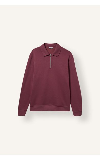 DeFacto Pamuklu Regular Fıt Polo Yaka Kalın Kumaş Basic Sweatshirt