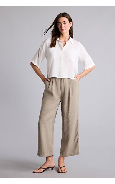 DeFacto Wıde Leg Fermuarlı Normal Bel Düz Paça Tencel Pantolon