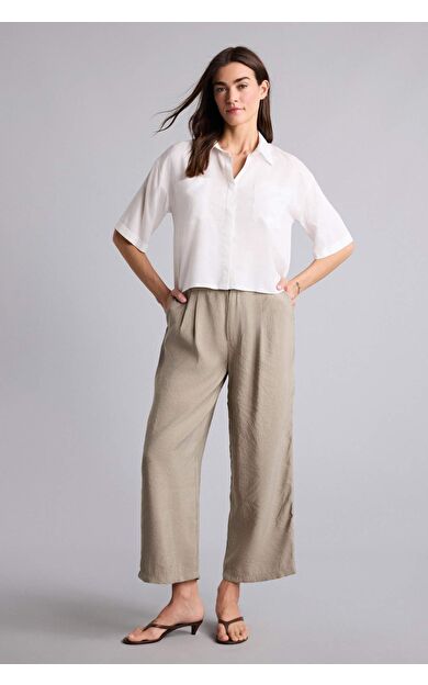 DeFacto Wıde Leg Fermuarlı Normal Bel Düz Paça Tencel Pantolon