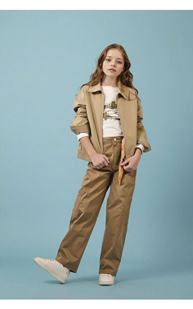 DeFacto Baggy Fıt Geniş Paça Gabardin Pantolon Kız Çocuk