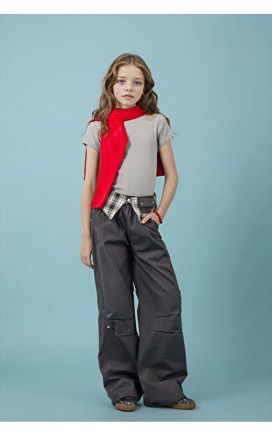 DeFacto Baggy Fıt Poplin Pantolon Kız Çocuk