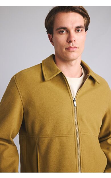 DeFacto Regular Fit Polo Yaka Astarlı Fermuarlı Kaşe Mont