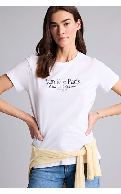 DeFacto Relax Fıt Bisiklet Yaka Baskılı Kısa Kollu Tişört