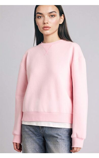 DeFacto Relax Fıt Basıc Düz Kalın Sweatshirt Kumaşı Sweatshirt