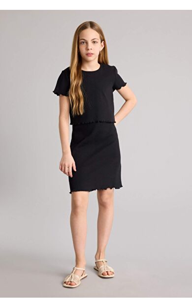 DeFacto Yarım Kollu Fitilli Kaşkorse 2'li Elbise Kız Çocuk