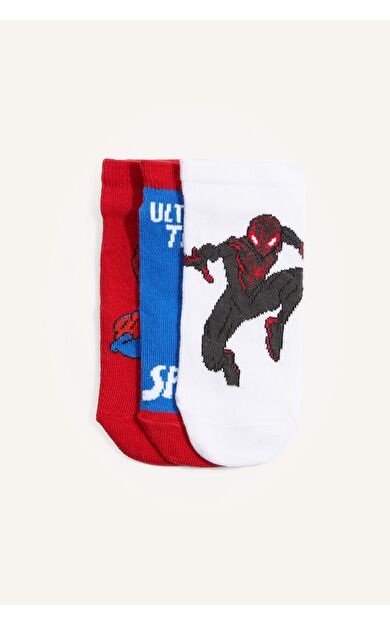 DeFacto Marvel Spıderman 3'lü Pamuklu Patik Çorap Erkek Çocuk