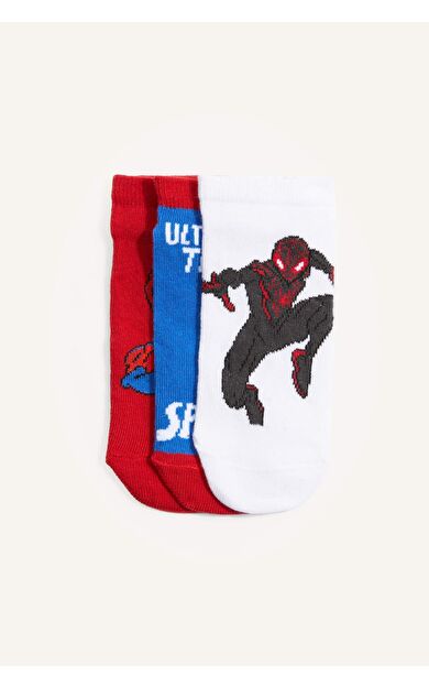 DeFacto Marvel Spıderman 3'lü Pamuklu Patik Çorap Erkek Çocuk