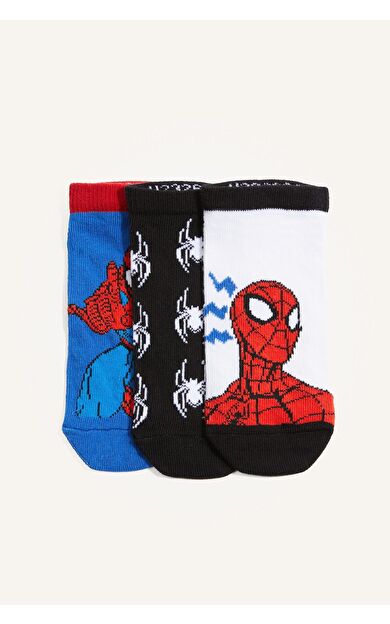 DeFacto Marvel Spıderman 3'lü Pamuklu Patik Çorap Erkek Çocuk