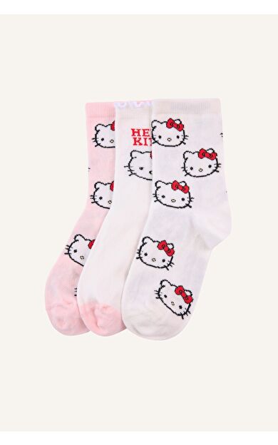 DeFacto Hello Kitty 3'lü Pamuklu Uzun Çorap Kız Çocuk