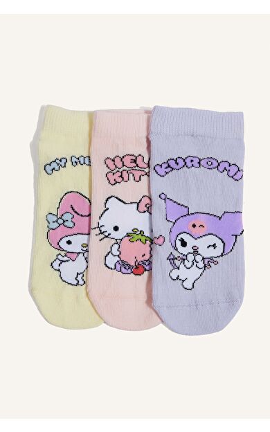 DeFacto Hello Kitty 3'lü Pamuklu Patik Çorap Kız Çocuk