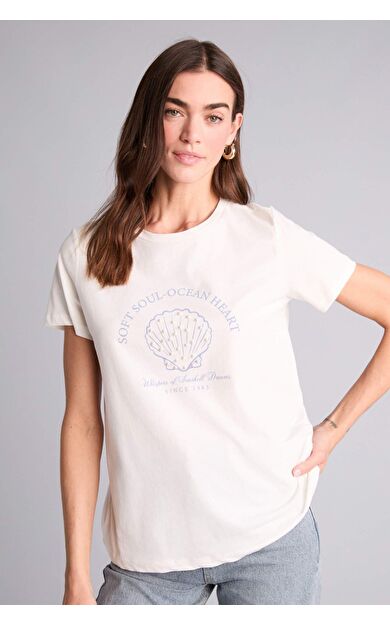 DeFacto Regular Fıt Bisiklet Yaka İşlemeli Kısa Kollu Tişört