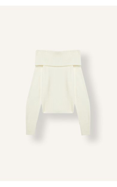 DeFacto Slim Fit Katlamalı Açık Omuz Triko Basic Kazak