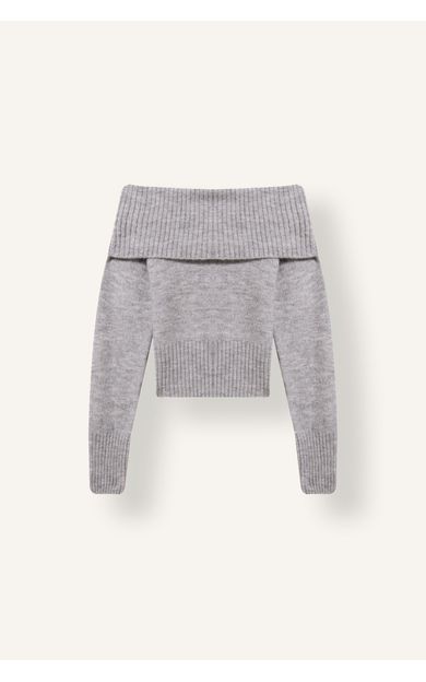DeFacto Slim Fit Katlamalı Açık Omuz Triko Basic Kazak