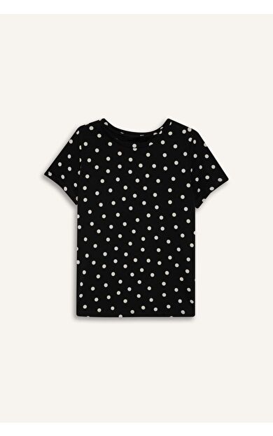 DeFacto Anneler Günü Regular Fıt Bisiklet Yaka Puantiye Penye Kısa Kollu Tişört