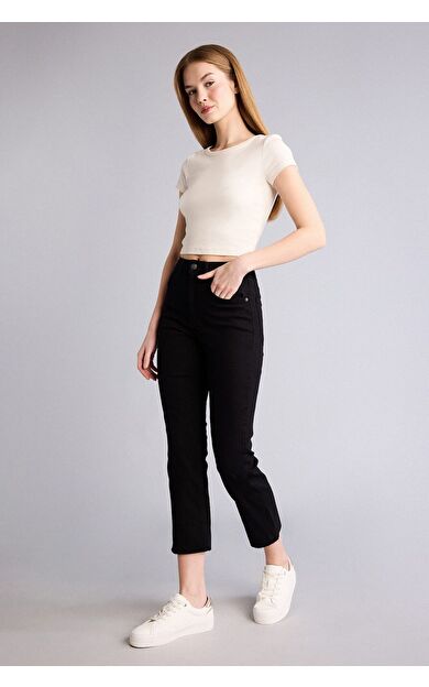DeFacto Crop Flare Fıt Normal Bel Crop Fit Crop Gabardin Pantolon