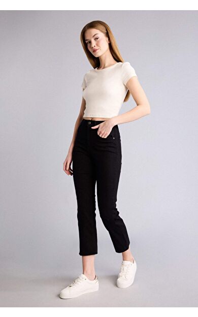 DeFacto Crop Flare Fıt Normal Bel Crop Fit Crop Gabardin Pantolon
