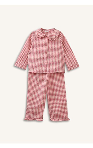DeFacto Uzun Kollu Dokuma 2'li Dokuma Pijama Kız Bebek