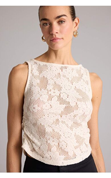 DeFacto Slım Fıt Kayık Yaka Dantel Atlet