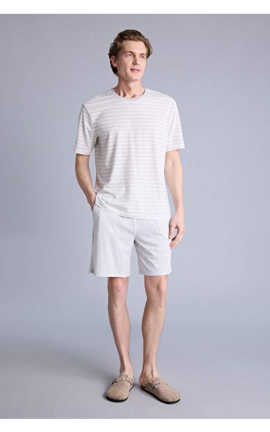 DeFacto Regular Fıt Çizgili Kısa Kollu 2'li Takım