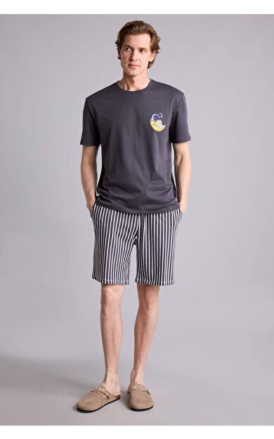 DeFacto Regular Fıt Çizgili Kısa Kollu 2'li Takım