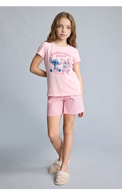 DeFacto Dısney Lılo & Stıtch Regular Fıt 2'li Pijama Takımı Kız Çocuk