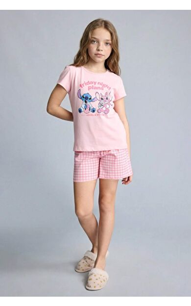 DeFacto Dısney Lılo & Stıtch Regular Fıt 2'li Pijama Takımı Kız Çocuk