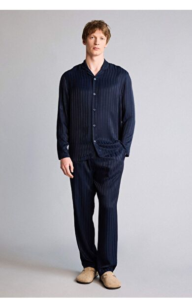 DeFacto Regular Fıt Çizgili Uzun Kollu 2'li Viskon Takım