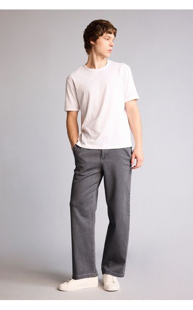 DeFacto Yumuşak Dokulu Wide Leg Jean Pantolon Gri