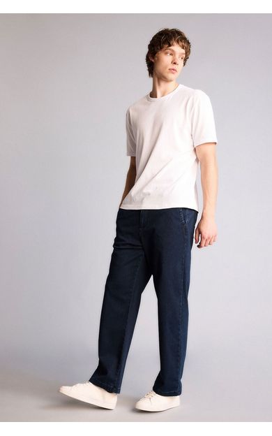 DeFacto Yumuşak Dokulu Wide Leg Jean Pantolon İndigo