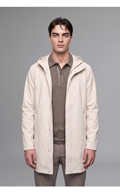 DeFacto Regular Fit Kapüşonlu Çıtçıtlı Astarlı Suni Deri Parka