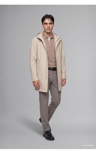 DeFacto Regular Fit Kapüşonlu Çıtçıtlı Astarlı Suni Deri Parka