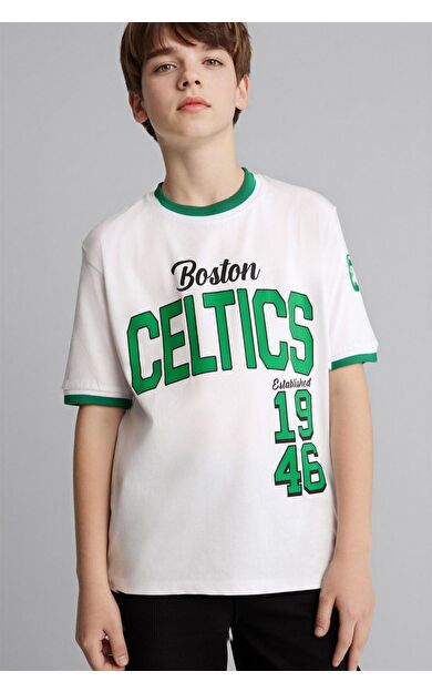 DeFacto NBA Boston Celtıcs New Regular Fıt Bisiklet Yaka Tül Kısa Kollu Tişört Erkek Çocuk