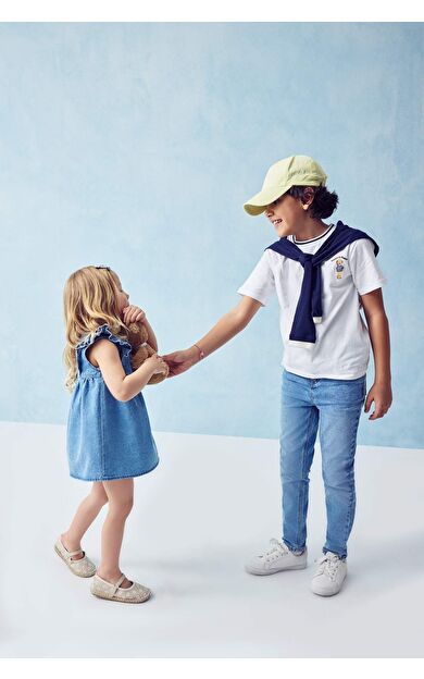 DeFacto Regular Fıt Bisiklet Yaka Ayı Baskılı Kısa Kollu Tişört Erkek Çocuk