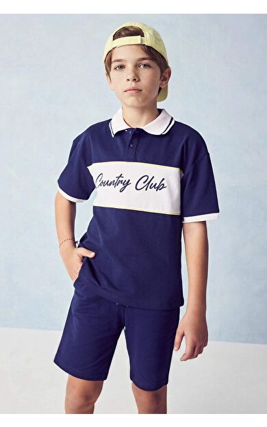 DeFacto Regular Fıt Polo Yaka Ayı Baskılı Kısa Kollu Polo Tişört Erkek Çocuk