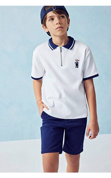 DeFacto Regular Fıt Polo Yaka Ayı Baskılı Kısa Kollu Polo Tişört Erkek Çocuk