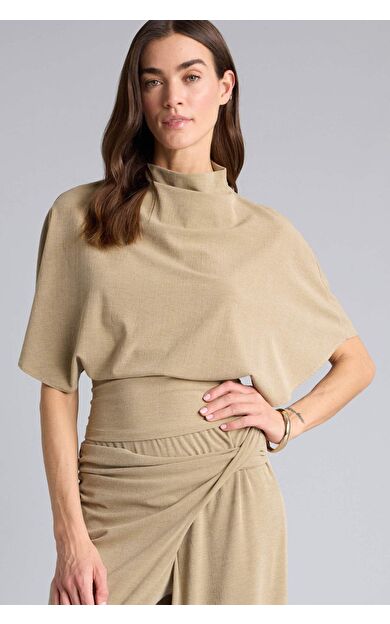 DeFacto Slım Fıt Yarım Balıkçı Yaka Krep Kısa Kollu Tişört