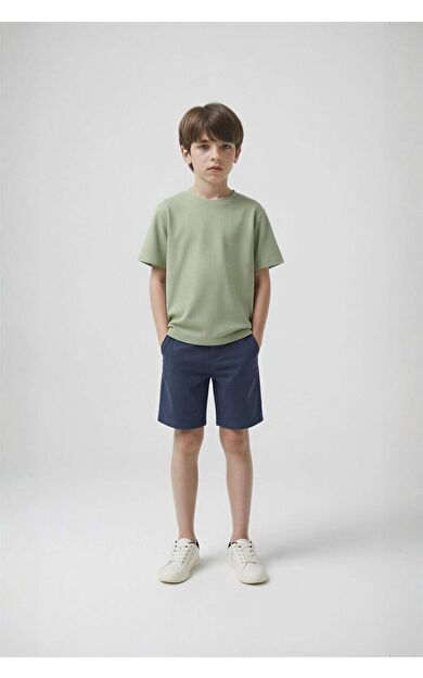 DeFacto Oversıze Bisiklet Yaka Nakışlı Kısa Kollu Tişört Erkek Çocuk