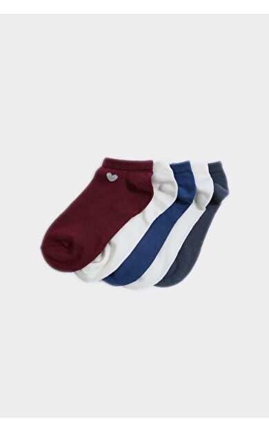 DeFacto Kadın Kalp Desenli Parıltılı 5'li Pamuklu Sneaker Çorap