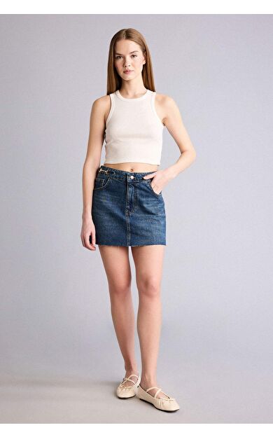 DeFacto Regular Fıt Jean Mini Etek