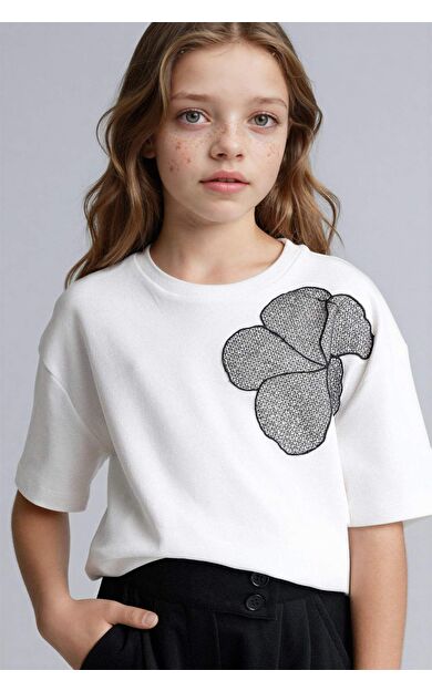 DeFacto Regular Fıt Floral Kısa Kollu Tişört Kız Çocuk