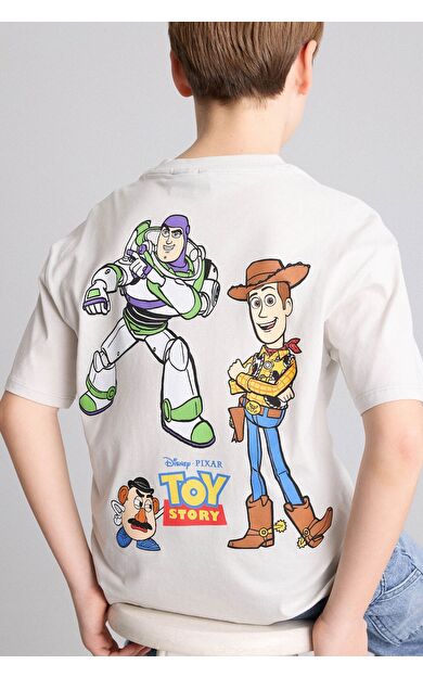 DeFacto Toy Story Sırt Baskılı Oversıze Bisiklet Yaka Kısa Kollu Tişört Erkek Çocuk