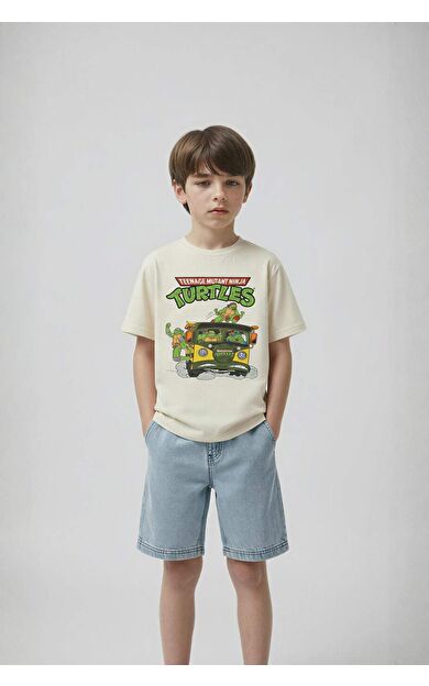 DeFacto Nınja Turtles-Retro New Regular Fıt Bisiklet Yaka Kısa Kollu Tişört Erkek Çocuk