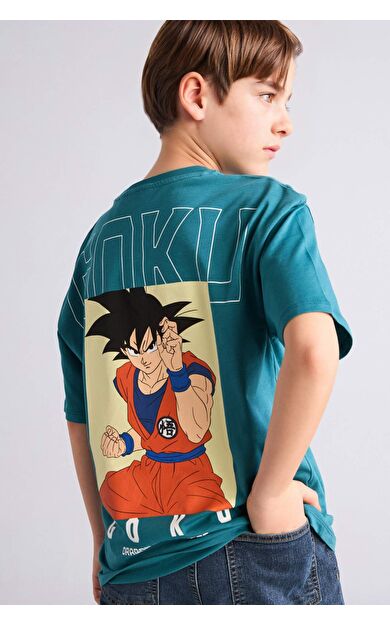DeFacto Dragon Ball Oversıze Bisiklet Yaka Kısa Kollu Tişört Erkek Çocuk