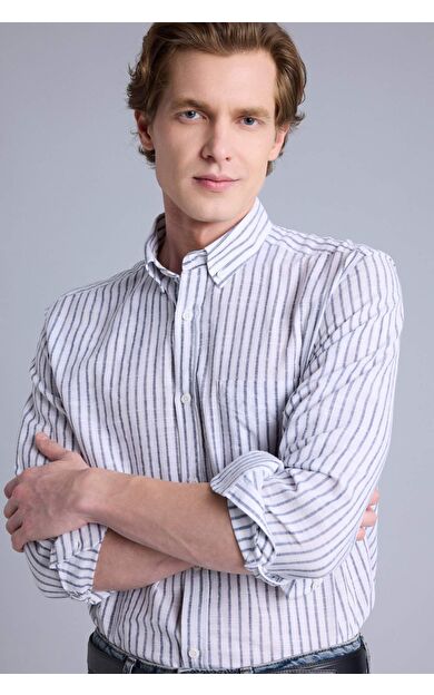 DeFacto Regular Fıt Polo Yaka Uzun Kollu Gömlek