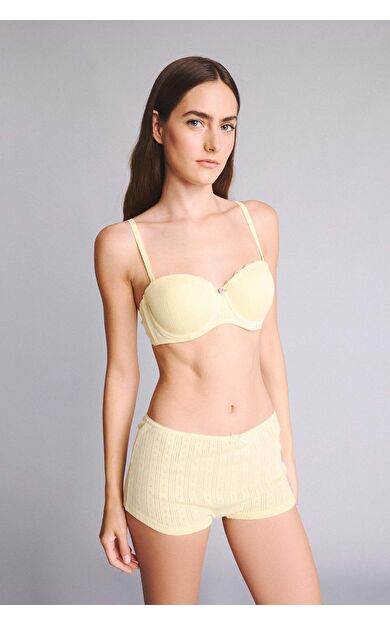 DeFacto Fitlli Elastik Bel Fiyonk Detaylı Sarı Boxer