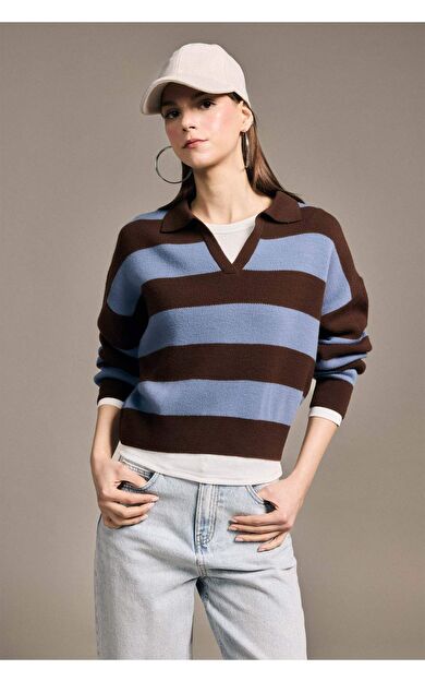 Oversıze Renk Bloklu Kazak