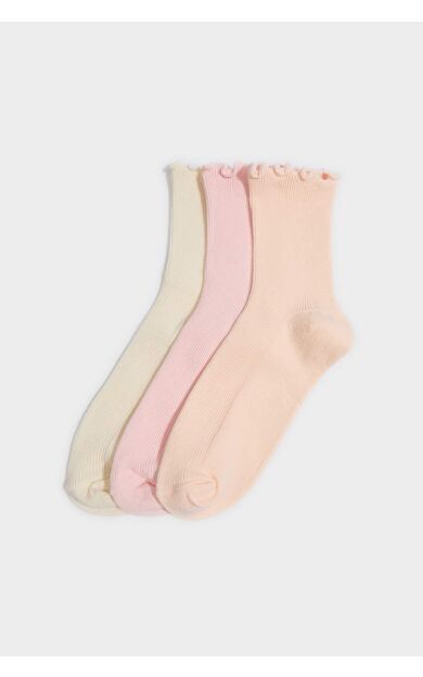 3'lü Pamuklu Uzun Çorap Kız Çocuk