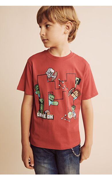 DeFacto Minecraft Oversıze Bisiklet Yaka Kısa Kollu Tişört Erkek Çocuk