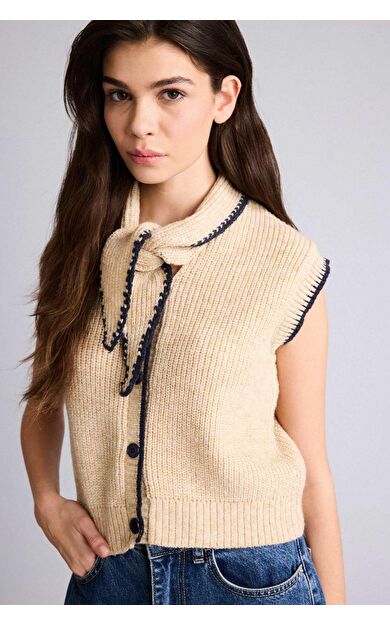 Regular Fıt Şal Yaka Triko Yelek